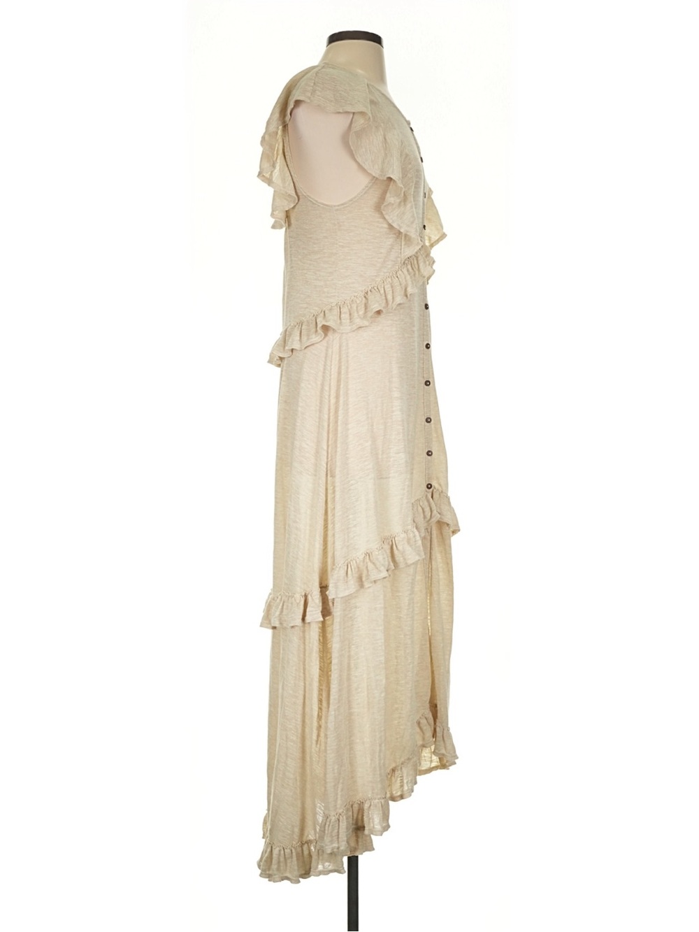 Free People Amelia Cream Ruffled Button-Front Maxi Dress• Small - Picture 6 of 8